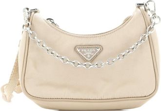 Prada Re-Edition Shoulder Bag Tessuto Mini hobo bag - Beige