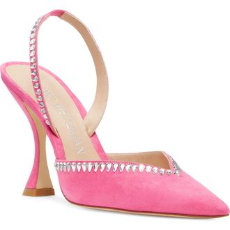 Stuart Weitzman Gemcut Curve Pointed Toe Slingback Pump in Hot Pink at Nordstrom Rack, Size 7.5