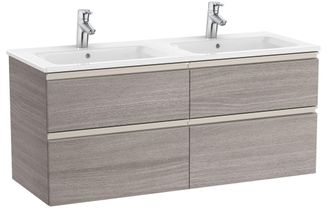 Roca Pack Unik Mueble De 4 Cajones + Lavabo Doble The Gap - Roca Color: Roble City Texturizado