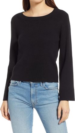 Splendid Rumi Eco Sweater Womens Black Ribbed Long Sleeve Pullover FROG445