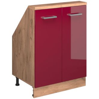 Vicco Armadio per tetti spioventi Rion, Rosso lucido/rovere dorato, con 2 porte, Vicco