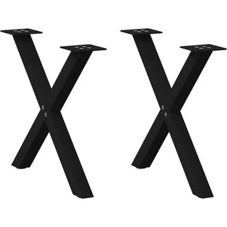 vidaXL Patas Para Mesa De Centro En Forma De X (2 Unidades), Color Negro, 60 X (42-43) Cm, Acero Vidaxl