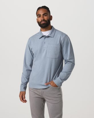 Vuori Clothing Long Sleeve Coronado Rugby | Blue Dusk Heather | Medium