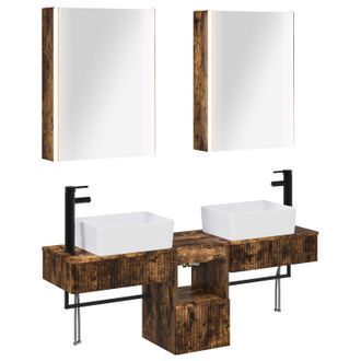 vidaXL Set Di Armadi Da Bagno 5 Pz Rovere Fumo Legno Ingegnerizzato Vidaxl