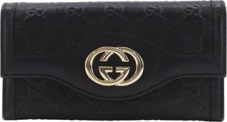 Gucci Black Leather Long Wallet (Bi-Fold) (Pre-Owned)
