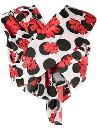 Comme Des Gar&ccedil;ons x Shun Sudo bow-detail gathered twisted blouse - White
