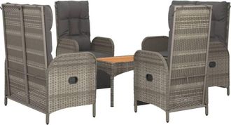 vidaXL Set Comedor De Jard&iacute;n 5 Piezas Con Cojines Rat&aacute;n Sint&eacute;tico Gris Vidaxl