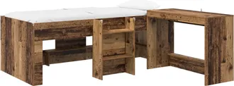 vidaXL Cama Alta Para Ni&ntilde;os Con Escritorio 2 Uds. Madera Envejecida Vidaxl