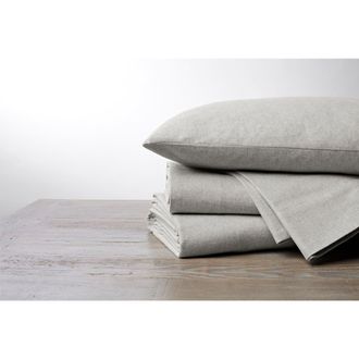 Coyuchi Cloud Brushed Organic Cotton Flannel Sheet Set in Pale Gray Heather at Nordstrom, Size California King