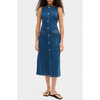 Aligne Sanitago Sleeveless Denim Dress in Mid Blue at Nordstrom, Size 18