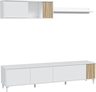 HOGAR 24 Sal&oacute;n mueble Tv blanco artik y natur