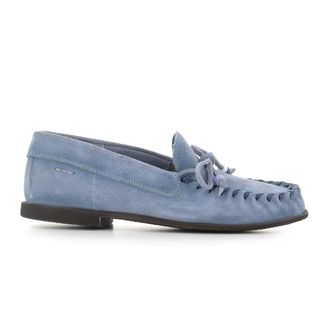 Alexander Hotto Loafers, female, Blue, Size: 7 1/2 US Blue Suede Loafer with Bow Detail