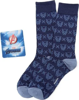 Cufflinks Inc. Black Panther Crew Socks & Lapel Pin in Blue at Nordstrom, Size 10-13