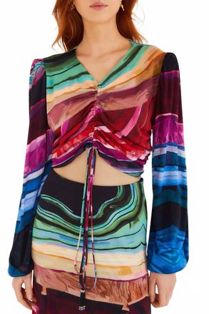 Farm Rio Precious Gems Long Sleeve Top In Multicolor