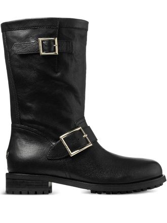 Jimmy Choo London Biker Mid buckled biker boots - Black