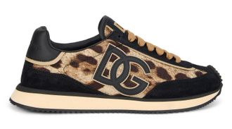 Dolce & Gabbana Animal-Print Calf Hair Sneaker - Beige