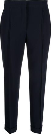 Moschino pressed-crease concealed-fastening tapered trousers - women - Polyester/Acetate/Elastane/Cupro - 40 - Blue