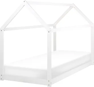 Beliani Cama Con Somier De Madera De Pino Blanca 90 X 200 Cm Somier L&aacute;minas Infantil Tosse