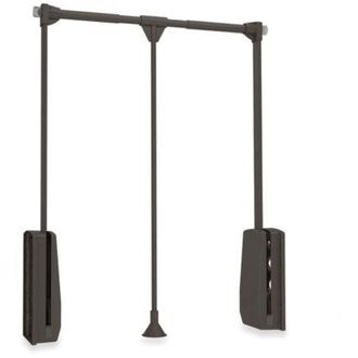 Emuca Colgador Abatible Para Armario Hang, Ancho Regulable 600-830mm, Acero Y Pl&aacute;stico, Pintado Moka - Emuca