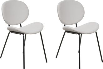 Beliani Beliani - Conjunto De 2 Sillas Hierro Terciopelo Patas Negras Tapas Sin Reposabrazos Dise&ntilde;o Retro Asientos Comedor Gris Claro Luana