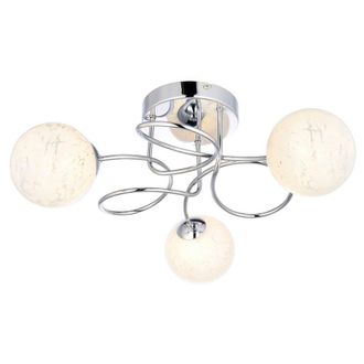 Loops Polished Chrome Semi Flush Ceiling Light & Confetti Glass Shades Multi Arm Lamp in Clear