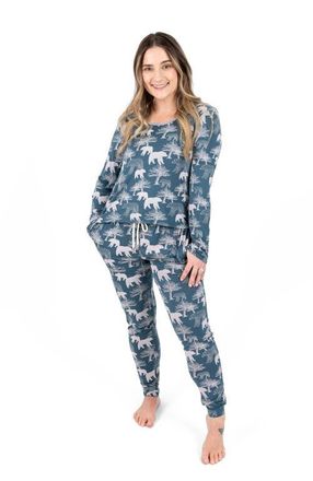 Leveret Womens Viscose Matching Family Holiday Pajamas, Reindeer & Polar Bear Prints at Nordstrom, Size X-Small