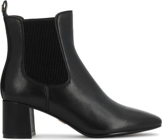 Kazar Instappers met rechte neus en elastische inzetstukken - Dames - Laarzen met Hak - Zwart - 39 EU - Leer - Schoenen