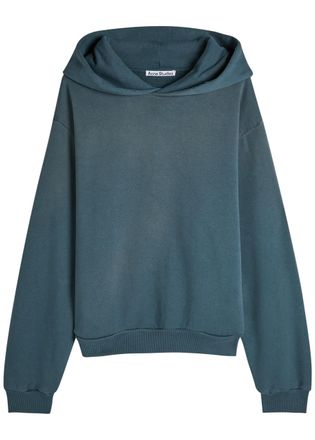 Acne Studios Logo Hooded Cotton-blend Sweatshirt - Dark Blue - XL