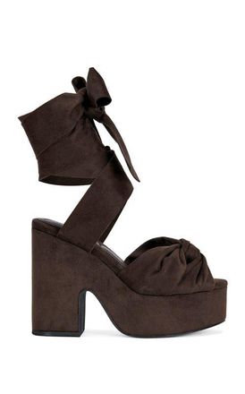 Azalea Wang Saki Block Sandal in Chocolate at Nordstrom, Size 6