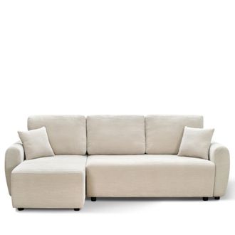 DRAWER Sof&aacute; esquinero convertible reversible de 4 plazas en terciopelo de pan