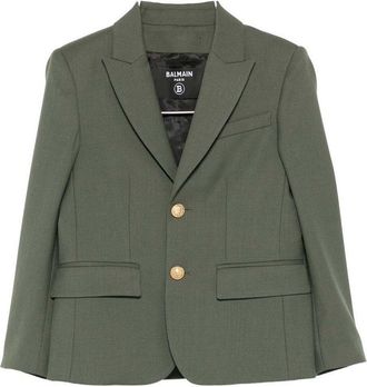 Balmain Green Single-Breasted Blazer