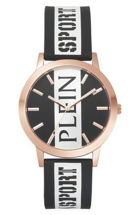 Plein Sport Three-Hand Quartz Silicone Strap Watch, 41mm in Rosegold at Nordstrom Rack