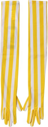 Dolce & Gabbana Yellow White Stripes Nylon Elbow Length Women Womens Gloves