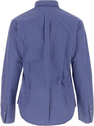 Miu Miu Womens Embroidered Poplin Shirt Blue Trochusniloticus