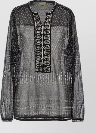 Isabel Marant nickie sheer fabric embellished blouse with keyhole back