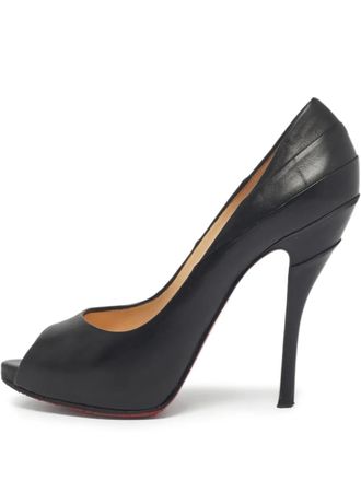 Christian Louboutin peep-toe leather sandals - Black