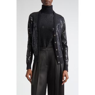 Michael Kors Sequin Embellished Cashmere Cardigan in Black at Nordstrom, Size X-Small
