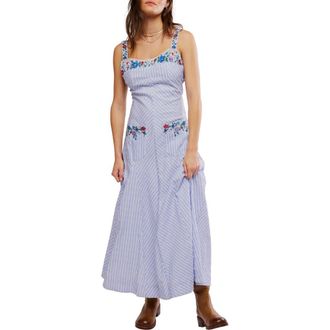 Free People Havenwood Embroidered Check Maxi Dress in White Combo at Nordstrom Rack, Size X-Small