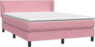 vidaXL Cama Box Spring Con Colch&oacute;n Terciopelo Rosa 140x220 Cm Vidaxl
