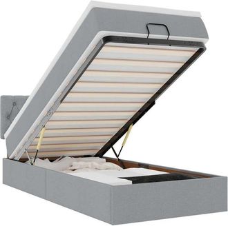 vidaXL Vidaxl - Estructura De Cama Otomana Con Colch&oacute;n Tela Gris Claro 80x200cm