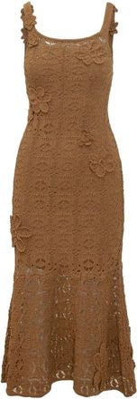 Pinko Maxi Dresses, female, Brown, Size: XS Juncus Crochet Dress