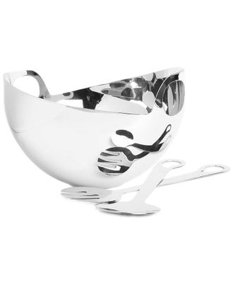 Alice Pazkus Stainless Steel Salad Bowl With Server Set