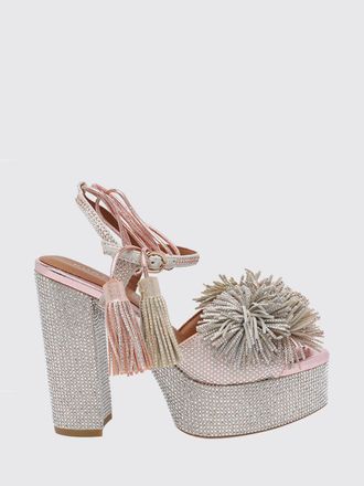 Kurt Geiger Pom Pom Platform Sandal in Fabric with Rhinestones