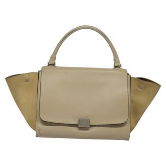 Celine Trapeze Bag Leather With Suede Beige Leather Handbag (Pre-Owned)