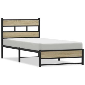 Berkfield Home Metal Bed Frame without Mattress Sonoma Oak 90x190 cm Single in Brown
