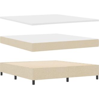 vidaXL Box Spring Bed with Mattress Cream 180 x 200 cm Fabric vidaXL