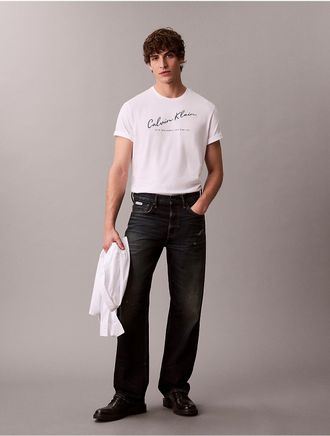 Calvin Klein Jeans Calvin Klein Mens Script Logo Graphic Easy T-Shirt - White - 2XL