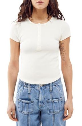BDG Rib Henley T-Shirt in Gardinia at Nordstrom Rack, Size X-Small