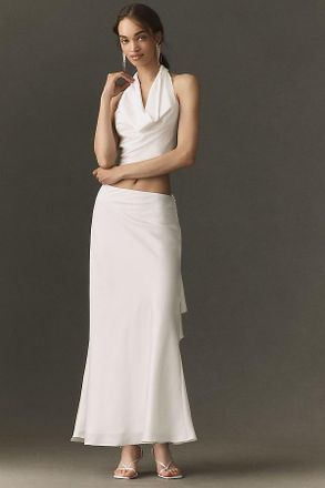 BHLDN Satin Cowl-Neck Top and Midi Skirt Set