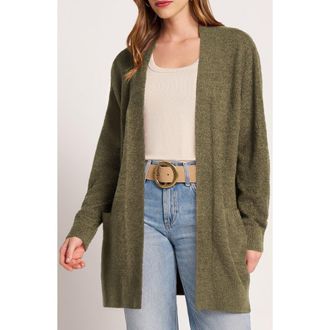 Matty M Claire Longline Open Front Cardigan in Olive Green at Nordstrom, Size X-Small